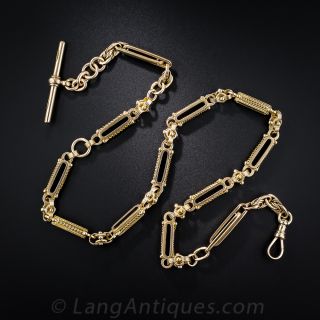 Victorian Rosy-Yellow Gold Watch Chain Necklace