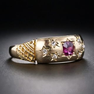 Victorian Ruby and Diamond Band Ring