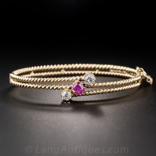 Victorian Ruby and Diamond Bangle Bracelet