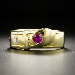 Victorian Ruby and Diamond Buckle Ring