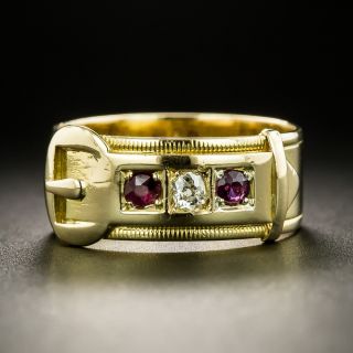 Victorian Ruby and Diamond Buckle Wedding Band - 2