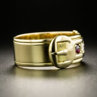 Victorian Ruby and Diamond Buckle Wedding Band