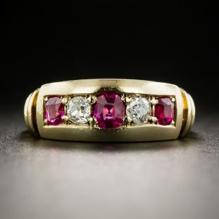 Victorian Ruby and Diamond Five Stone Ring - 2