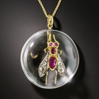 Victorian Ruby And Diamond Fly Pendant - 2