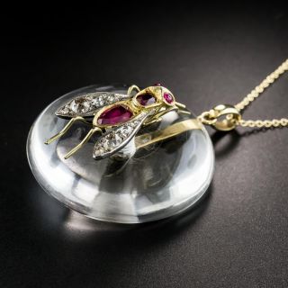 Victorian Ruby And Diamond Fly Pendant