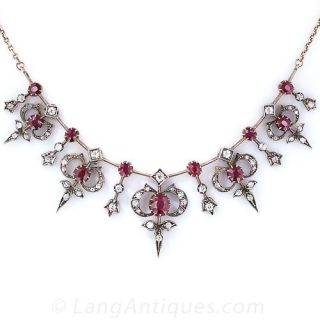 Victorian Ruby and Diamond Necklace