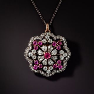 Victorian Ruby and Diamond Octofoil Pendant/Brooch - 0