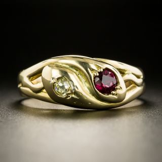 Victorian Ruby and Diamond Snake Ring - 3