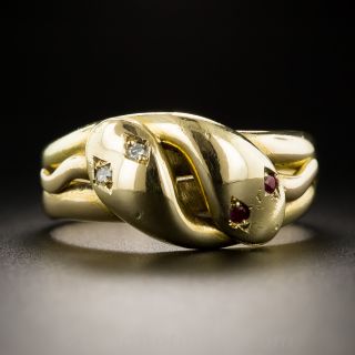 Victorian Ruby and Diamond Snake Ring