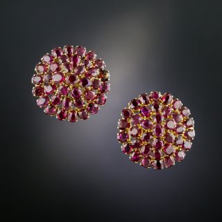 Victorian Ruby Cluster Earrings - 2