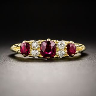 Victorian Ruby Diamond Five-Stone Ring