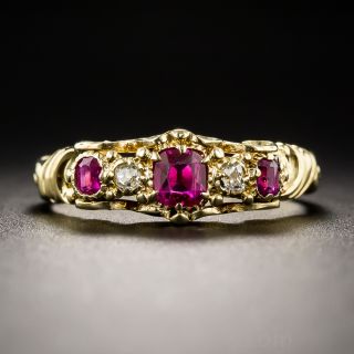 Victorian Ruby Diamond Five-Stone Ring