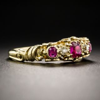 Victorian Ruby Diamond Five-Stone Ring