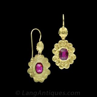 Victorian Ruby Drop Earrings