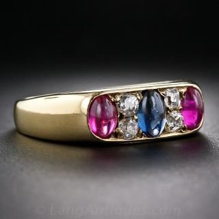 Victorian Ruby Sapphire and Diamond Ring