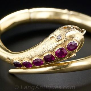 Victorian Ruby Snake Bracelet