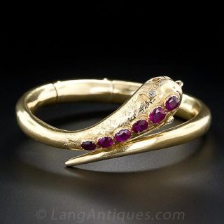 Victorian Ruby Snake Bracelet