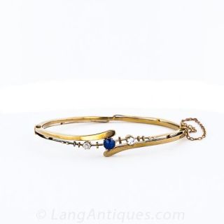 Victorian Sapphire and Diamond Bangle Bracelet