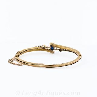 Victorian Sapphire and Diamond Bangle Bracelet