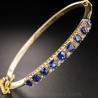 Victorian Sapphire and Diamond Bangle Bracelet