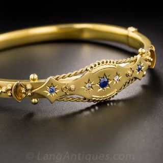Victorian Sapphire and Diamond Bangle Bracelet