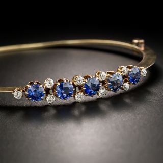 Victorian Sapphire and Diamond Bangle Bracelet - 2