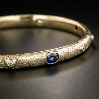 Victorian Sapphire and Diamond Bangle Bracelet - 1