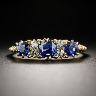 Victorian Sapphire and Diamond Carved Ring