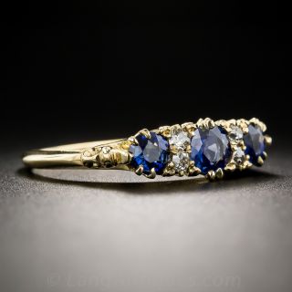 Victorian Sapphire and Diamond Carved Ring