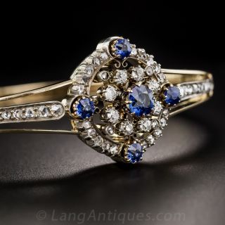 Victorian Sapphire and Diamond Circlet Bangle Bracelet