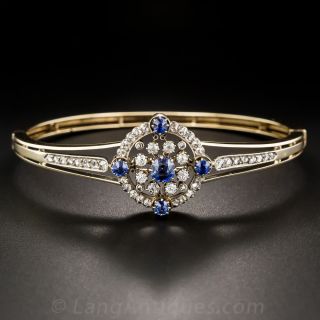 Victorian Sapphire and Diamond Circlet Bangle Bracelet