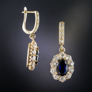 Victorian No-Heat Sapphire and Diamond Drop Earrings 