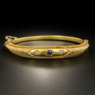 Victorian Sapphire and Diamond Etruscan Revival Bangle