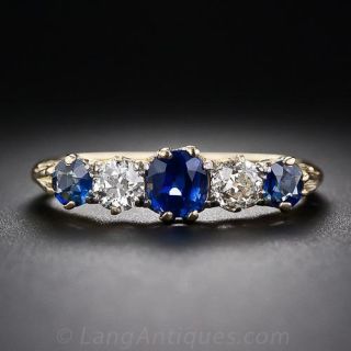 Victorian Sapphire and Diamond Five-Stone Ring