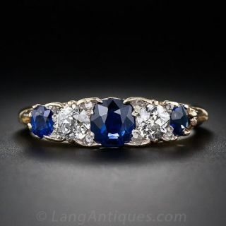 Victorian Sapphire and Diamond Five-Stone Ring