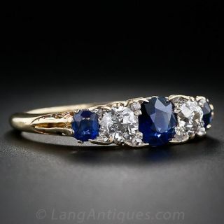 Victorian Sapphire and Diamond Five-Stone Ring