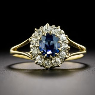 Victorian Sapphire and Diamond Halo Ring - 2