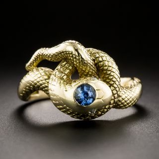 Victorian Sapphire and Diamond Snake Ring by Larter & Sons - 2