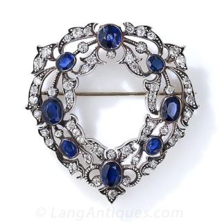 Victorian Sapphire and Diamond Wreath Brooch