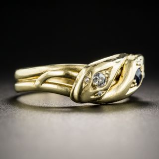 Victorian Sapphire and Double Snake Ring