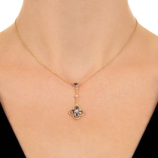 Victorian Sapphire and Natural Pearl Drop Pendant