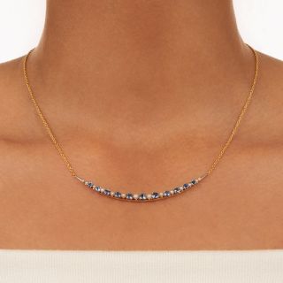 Victorian Sapphire and Pearl Crescent Necklace