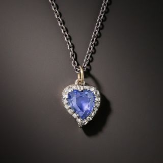 Victorian Sapphire and Rose-Cut Diamond Witch's Heart Drop - 2