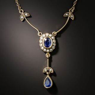 Victorian Sapphire and Seed Pearl Necklace - 3