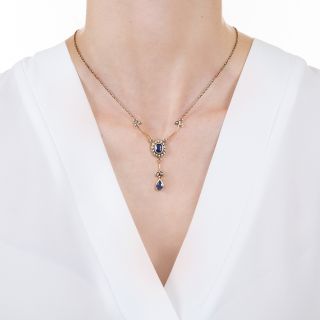 Victorian Sapphire and Seed Pearl Necklace