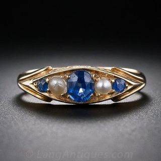 Victorian Sapphire and Seed Pearl Ring