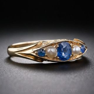 Victorian Sapphire and Seed Pearl Ring