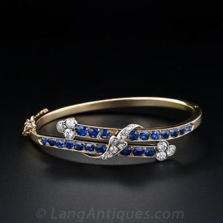 Victorian Sapphire Diamond  Bypass Bracelet