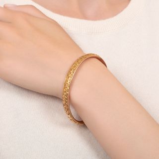 Victorian Sapphire Floral Bangle Bracelet