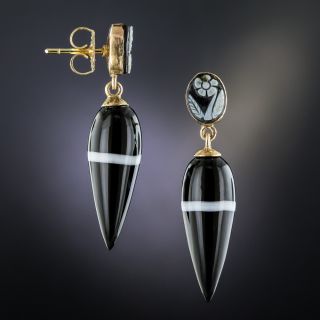 Victorian Sardonyx Banded Agate Drop Earrings